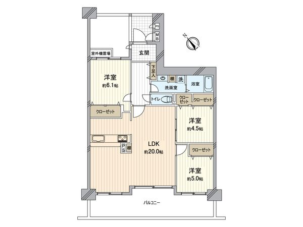 オークヒルズ香里六番館 間取図(平面図) 間取図(平面図)