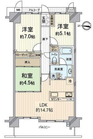 エステムコート香里園 間取図(平面図)