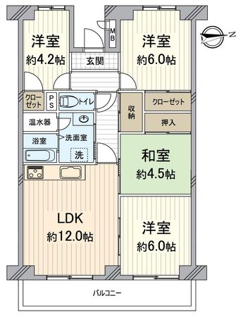 寝屋川サンハイツ B棟 間取図(平面図) 寝屋川サンハイツ B棟 間取図(平面図)