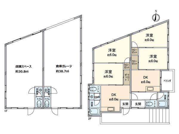 大阪府交野市私部6丁目 間取図(平面図) 大阪府交野市私部6丁目 間取図(平面図)