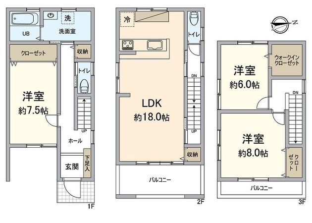 中京区薬師町 建物プラン例 (間取り図)