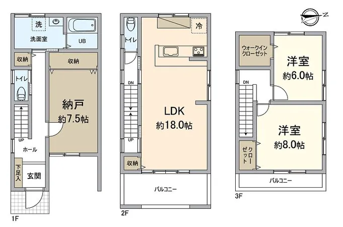 建築参考プラン2建築面積：106.83平米建築費：（税込）2500万円※外構費を含みます。※建築プランの一例です。※プランは一例でお客様が自由に　決定いただけます。