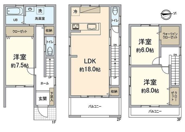 中京区薬師町 建物プラン例 (間取り図) 中京区薬師町 建物プラン例 (間取り図)