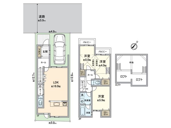 左京区田中古川町 間取図(平面図) 左京区田中古川町 間取図(平面図)