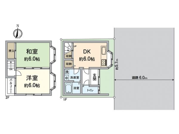 山科区北花山河原町 中古一戸建 間取図(平面図)
