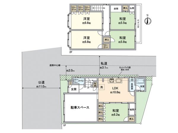 中京区聚楽廻西町 中古一戸建 間取図(平面図)
