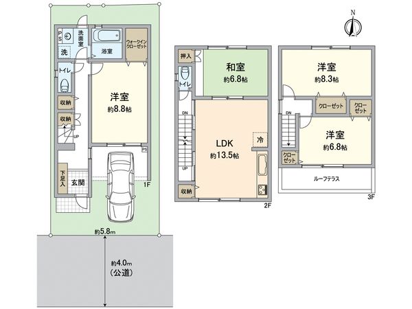 南区大宮通八条下る九条町 間取図(平面図) 南区大宮通八条下る九条町 間取図(平面図)