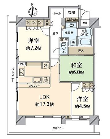 グラン・ブルー三条柳馬場 間取図(平面図) グラン・ブルー三条柳馬場 間取図(平面図)
