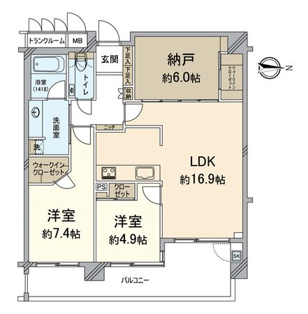 グランドヒルズ岡崎神宮道 間取図(平面図)