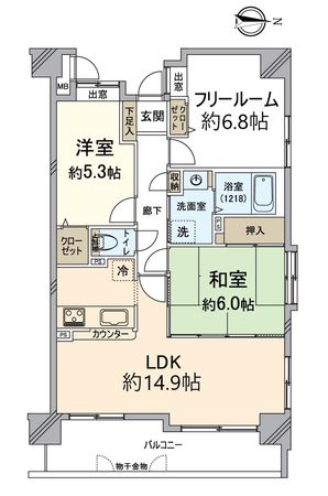 ヴィルヌーブ堀川松原 間取図(平面図) ヴィルヌーブ堀川松原 間取図(平面図)