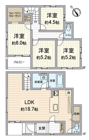 西京区桂池尻町 2期1号地 間取図(平面図) 間取図(平面図)