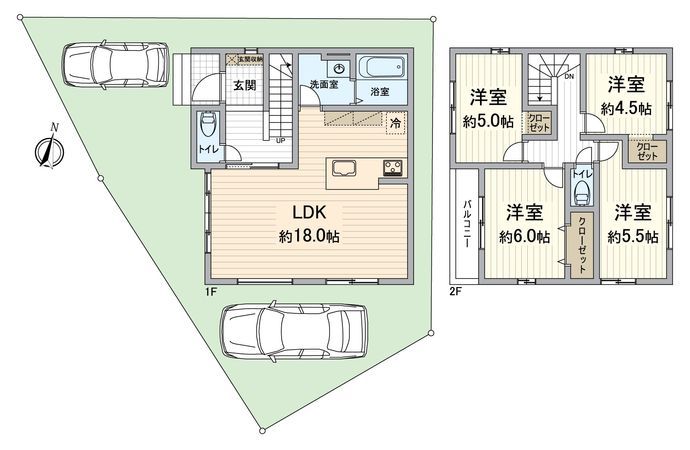 西京区大原野上里鳥見町 2期②号地 間取図(平面図)