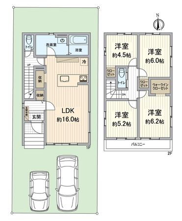 西京区大原野上里男鹿町 1期1号地 間取図(平面図) 西京区大原野上里男鹿町 1期1号地 間取図(平面図)