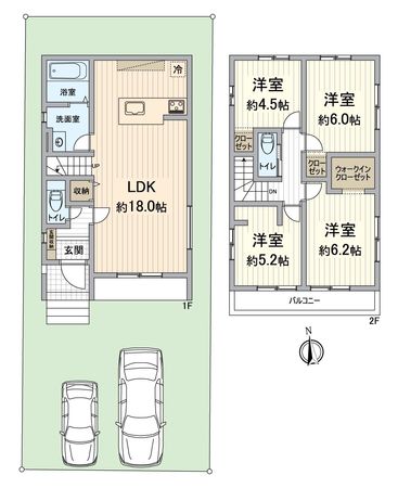 西京区大原野上里男鹿町 1期2号地 間取図(平面図)