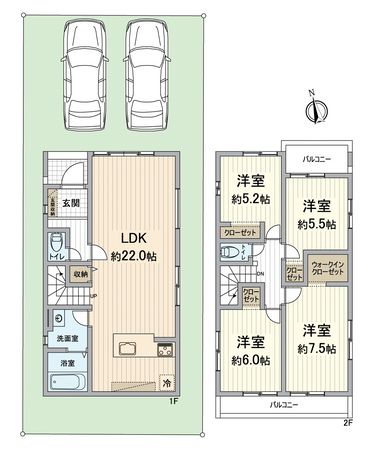 西京区大枝西新林町 1期1号地 間取図(平面図) 西京区大枝西新林町 1期1号地 間取図(平面図)