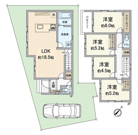 長岡京市滝ノ町1丁目 3期2号地 間取図(平面図)