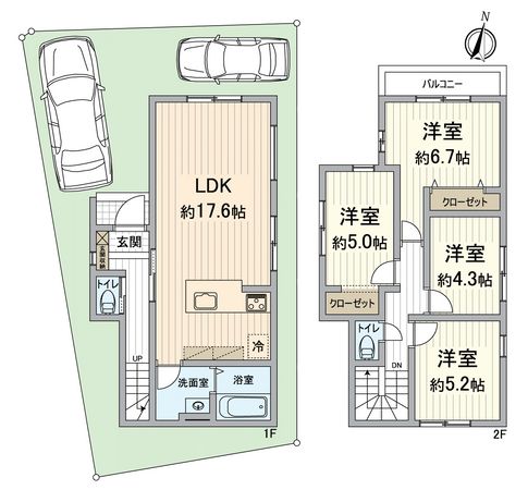 長岡京市井ノ内南内畑 2期1号地 間取図(平面図) 間取図(平面図)
