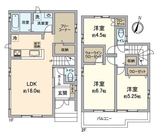 西京区大原野上里鳥見町 2期1号棟 間取図(平面図) 西京区大原野上里鳥見町 2期1号棟 間取図(平面図)