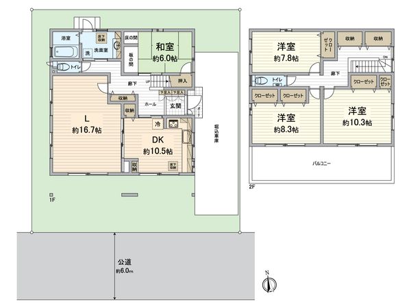 西京区御陵峰ケ堂町1丁目 間取図(平面図) 西京区御陵峰ケ堂町1丁目 間取図(平面図)