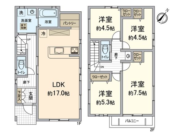 西京区松尾上ノ山町 1号棟 間取図(平面図) 西京区松尾上ノ山町 1号棟 間取図(平面図)