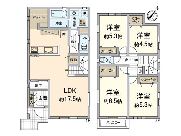 西京区松尾上ノ山町 2号棟 間取図(平面図) 西京区松尾上ノ山町 2号棟 間取図(平面図)