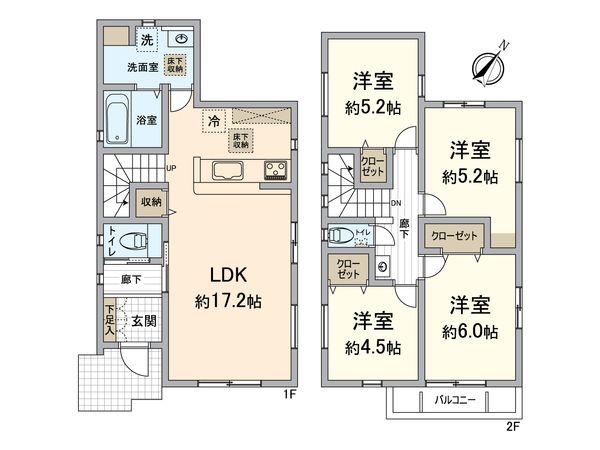 西京区松尾上ノ山町 3号棟 間取図(平面図) 西京区松尾上ノ山町 3号棟 間取図(平面図)