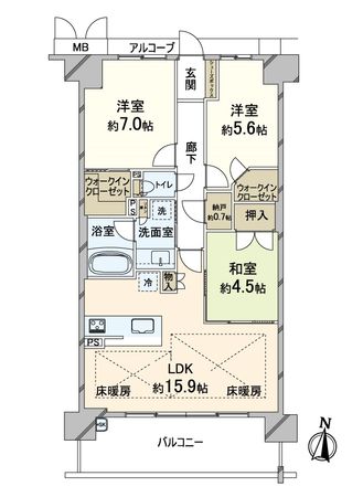 ローレルスクエア長岡京ザ・マークス 間取図(平面図) 間取図(平面図)
