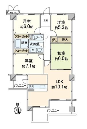 サンシティ桂坂 参番館 間取図(平面図) サンシティ桂坂 参番館 間取図(平面図)