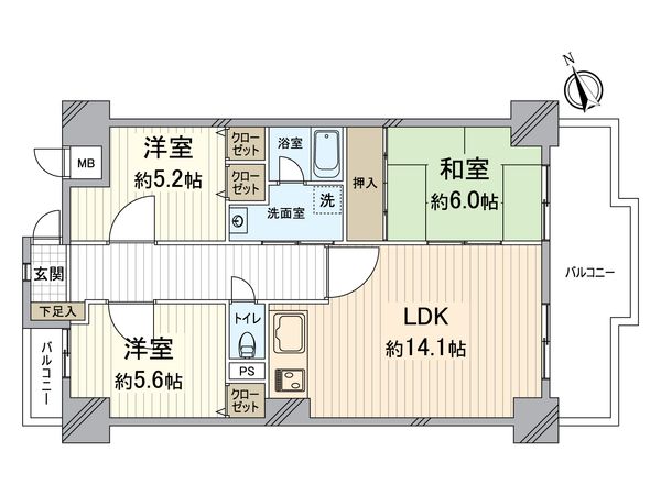サンレスポアール 間取図(平面図) サンレスポアール 間取図(平面図)