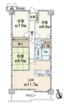 グラン・シティオ京都東向日 間取図(平面図) 間取図(平面図)