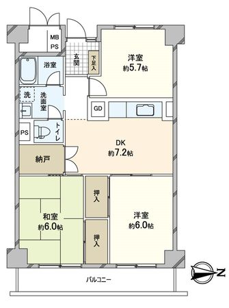 長岡京スカイハイツ 間取図(平面図) 間取図(平面図)