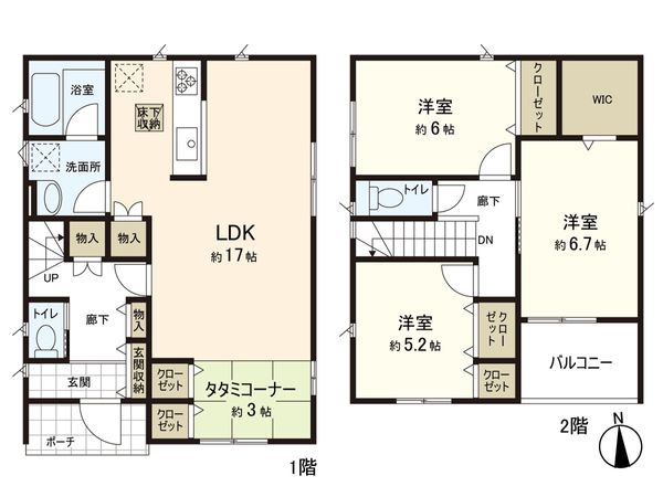左京区上高野大橋町 3号棟 間取図(平面図) 間取図(平面図)