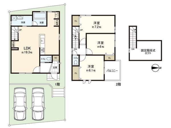 北区紫野泉堂町 1号棟 間取図(平面図) 北区紫野泉堂町 1号棟 間取図(平面図)