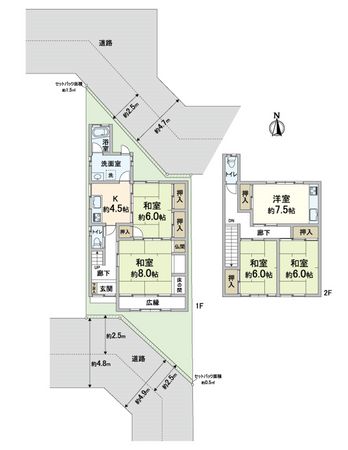 北区衣笠開キ町 間取図(平面図) 北区衣笠開キ町 間取図(平面図)