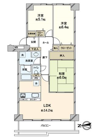 サンステージ衣笠A棟 間取図(平面図) 間取図(平面図)