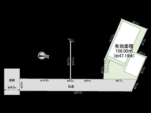 東住吉区南田辺2丁目 古家付土地 区画図