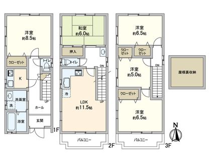 東住吉区田辺3丁目 戸建 間取図(平面図)