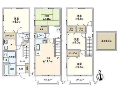 東住吉区田辺3丁目 戸建 間取図(平面図)