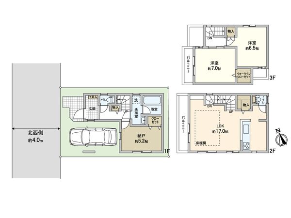 東住吉区南田辺2丁目 戸建(A号棟) 間取図(平面図)