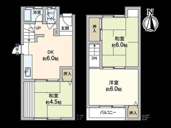 東住吉区湯里5丁目 戸建 間取図(平面図)