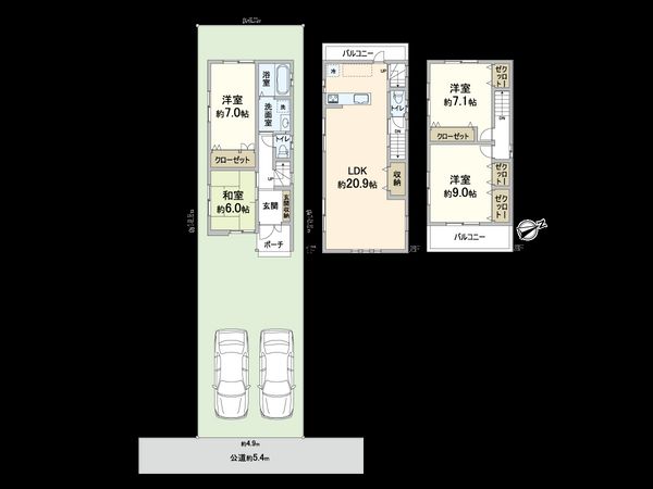 住吉区帝塚山東4丁目 戸建 間取図(平面図) 住吉区帝塚山東4丁目 戸建 間取図(平面図)