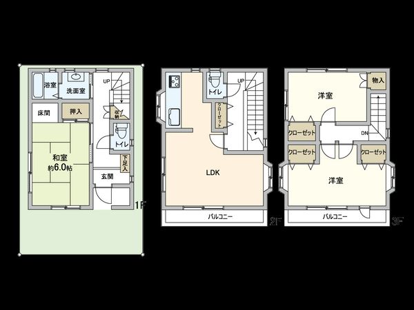 住吉区万代6丁目 戸建 間取図(平面図)