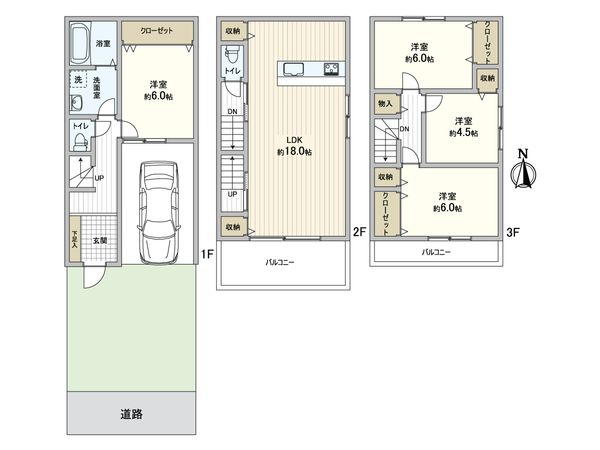 東住吉区湯里5丁目 新築戸建 間取図(平面図) 東住吉区湯里5丁目 新築戸建 間取図(平面図)