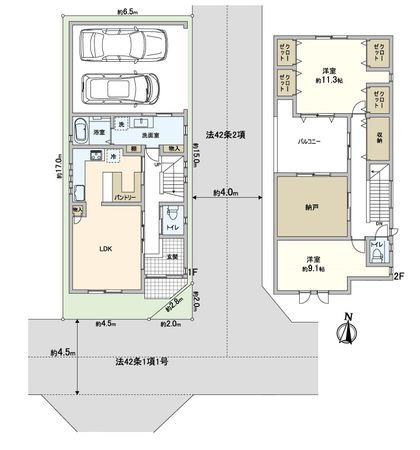 東田辺二丁目 戸建 間取図(平面図)