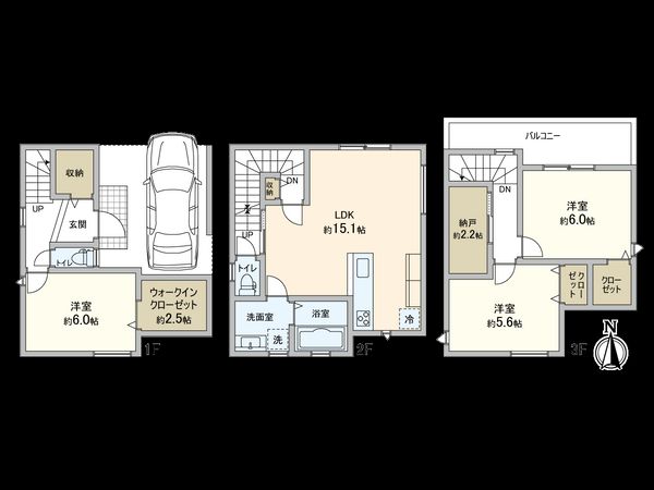 住吉区帝塚山西4丁目 新築戸建 間取図(平面図) 住吉区帝塚山西4丁目 新築戸建 間取図(平面図)