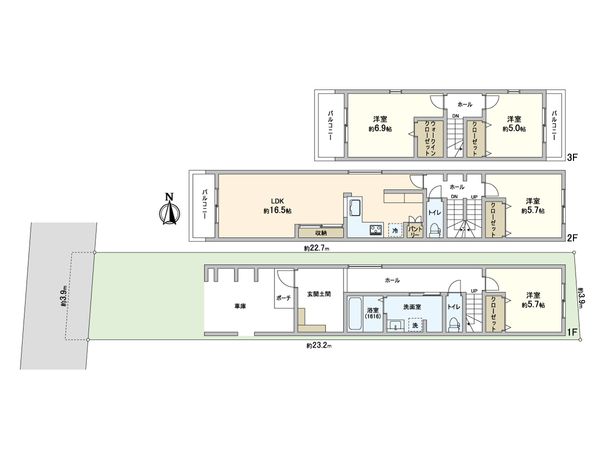 住吉区墨江3丁目 新築戸建 間取図(平面図) 住吉区墨江3丁目 新築戸建 間取図(平面図)