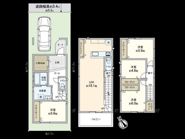 帝塚山東四丁目 新築戸建 間取図(平面図) 帝塚山東四丁目 新築戸建 間取図(平面図)