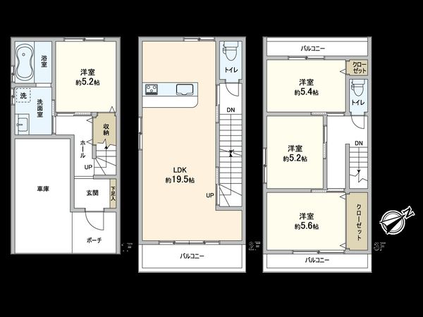 住吉区清水丘3丁目 戸建 間取図(平面図) 間取図(平面図)