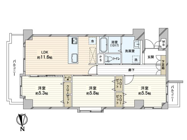 洋伸帝塚山マンション 間取図(平面図)