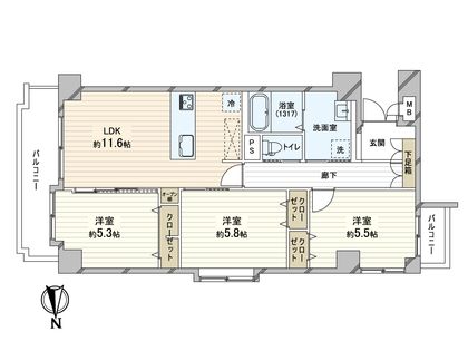 洋伸帝塚山マンション 間取図(平面図)